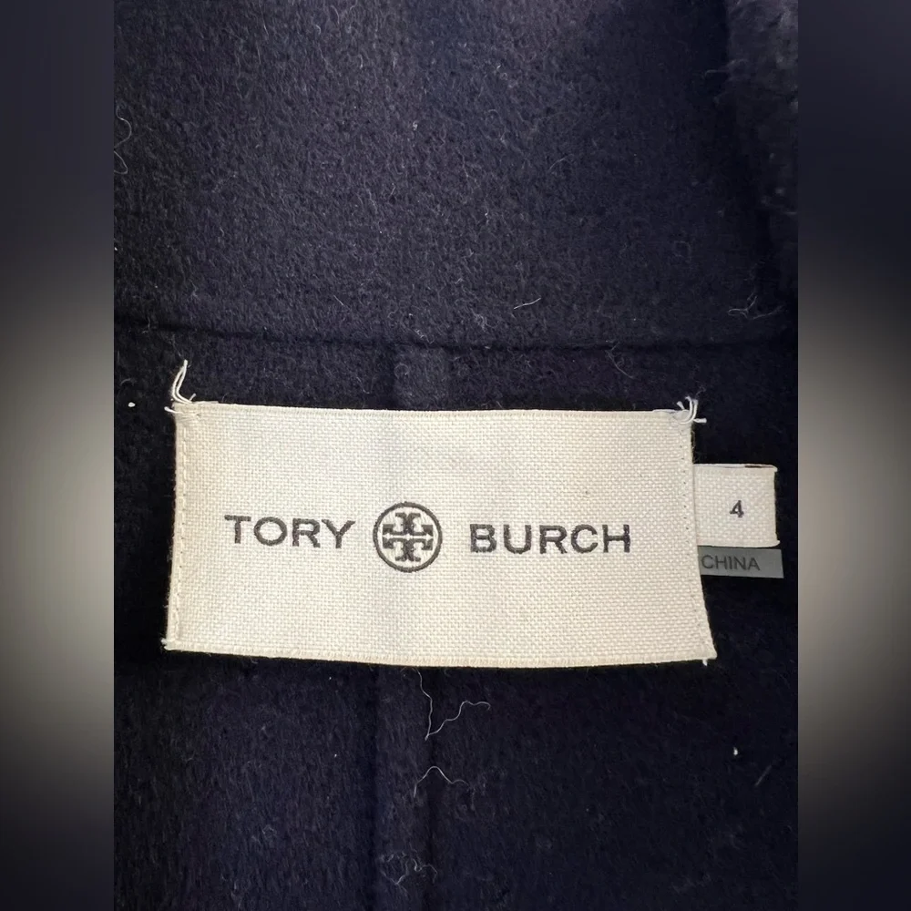 Tory Burch Women’s  Wool Navy Blue Pea Coat Jacket Size 4